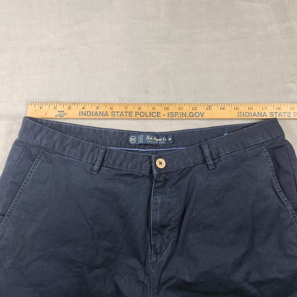 Fish Hippie Khaki Balao Shorts Navy Stretch Chinos Hiking Camping Mens Size 36 - Picture 2 of 7